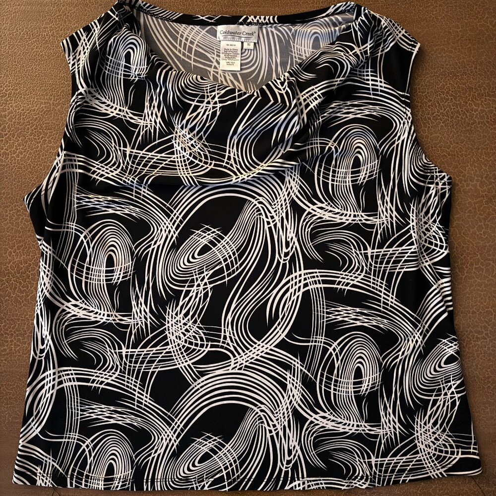 Coldwater Creek Black & White Dress Tank Top - Size XL 16